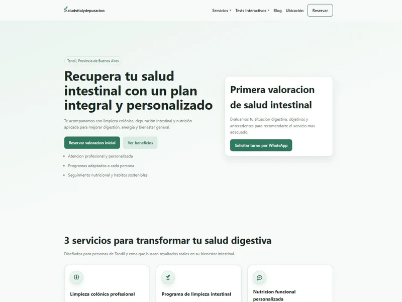 Captura de pantalla del sitio web de Biodescodificación Argentina